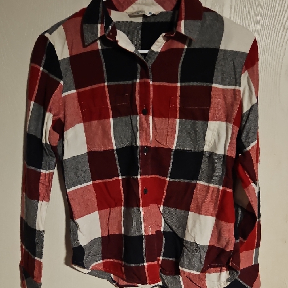 Riders by Lee Red, Black, and White Plaid Shirt